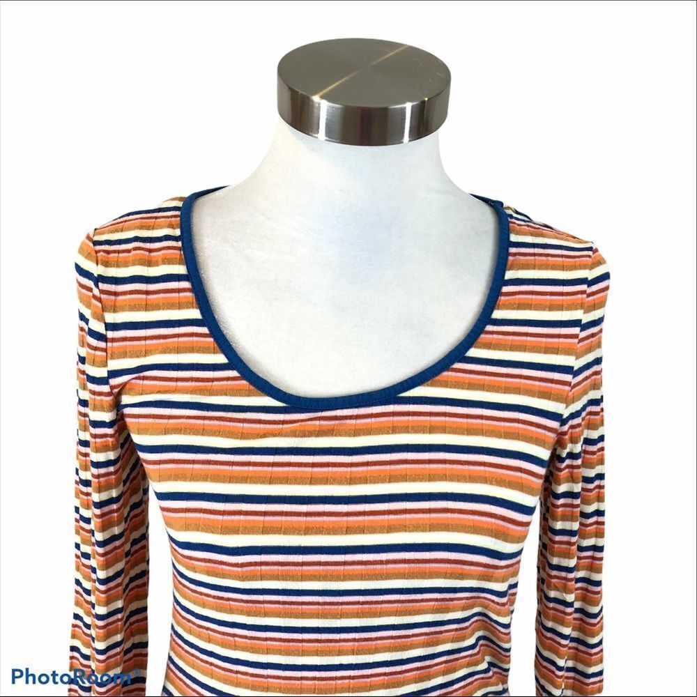 ModCloth Ribbed Striped Long Sleeved Top Small - Picture 2 of 10
